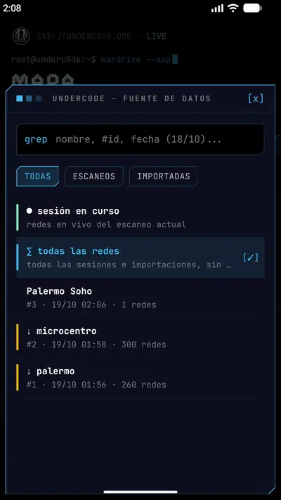 Selector de fuente de datos con buscador